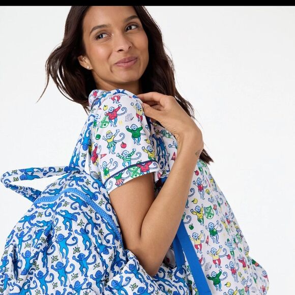 NWT Roller Rabbit Back to School Monkey Polo Pajamas Size Medium - Picture 2 of 6